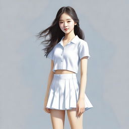 A high-quality digital art image depicts a charming teenage girl of Korean descent