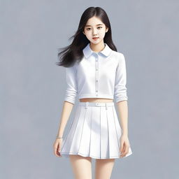 A high-quality digital art image depicts a charming teenage girl of Korean descent