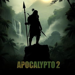 A dramatic teaser poster for a fictional movie titled 'APOCALYPTO 2', set in a lush, dense jungle environment filled with ancient ruins