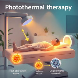 An educational graphic illustrating photothermal therapy