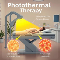 An educational graphic illustrating photothermal therapy