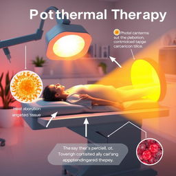 An educational graphic illustrating photothermal therapy