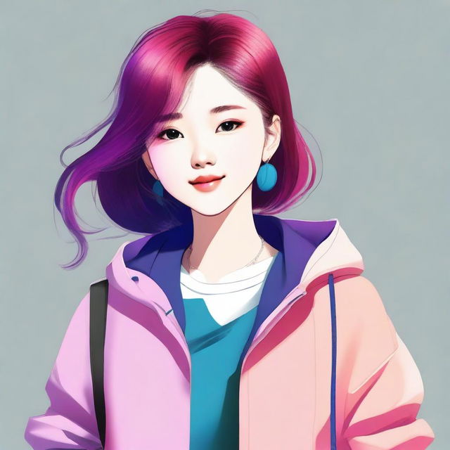 A digital art image of a stylish Korean teenager