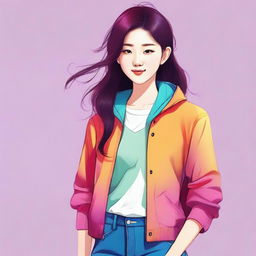 A digital art image of a stylish Korean teenager