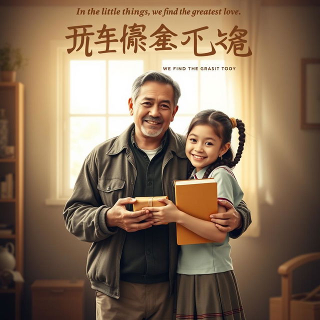 A heartfelt movie poster depicting the tender love between a middle-class father and his teenage daughter