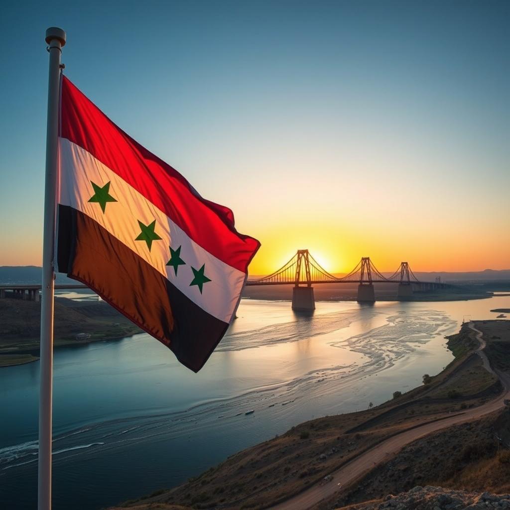 A stunning view of the Deir ez-Zor bridge, a prominent structure spanning over the Euphrates River in Syria