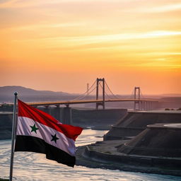 A stunning view of the Deir ez-Zor bridge, a prominent structure spanning over the Euphrates River in Syria