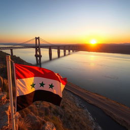 A stunning view of the Deir ez-Zor bridge, a prominent structure spanning over the Euphrates River in Syria