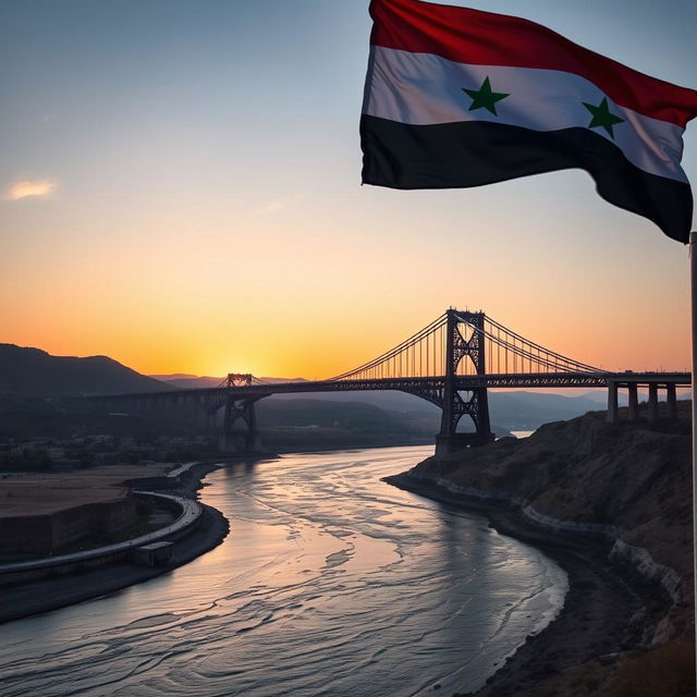 A stunning view of the Deir ez-Zor bridge, a prominent structure spanning over the Euphrates River in Syria