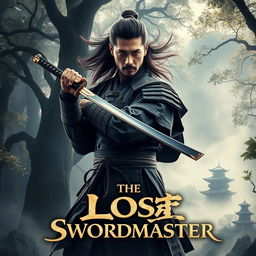 A dramatic movie poster for 'The Lost Swordmaster'