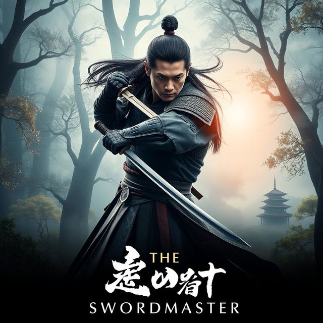 A dramatic movie poster for 'The Lost Swordmaster'