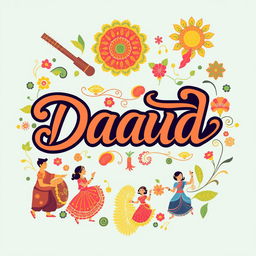An artistic design showcasing the name "DAUD" in beautiful, flowing calligraphy