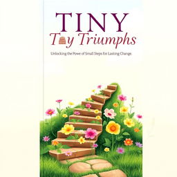 A captivating book cover for 'Tiny Triumphs: Unlocking the Power of Small Steps for Lasting Change'