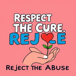 A creative and easy-to-draw slogan poster featuring the text 'Respect the Cure, Reject the Abuse' in bold, impactful letters