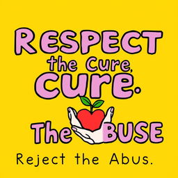 A creative and easy-to-draw slogan poster featuring the text 'Respect the Cure, Reject the Abuse' in bold, impactful letters