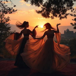 Aesthetic portrayal of sensual Iranian art and culture, depicting beautiful Iranian landscapes during sunset, with a soft focus on intricate Persian patterns