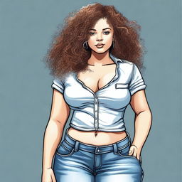 A tastefully drawn image of a young woman with curly hair