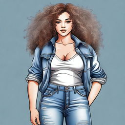 A tastefully drawn image of a young woman with curly hair