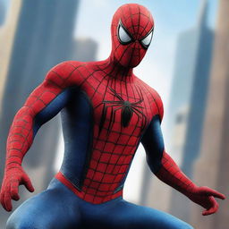 A high-resolution, digital art image featuring Spiderman from the Spiderman-2 game