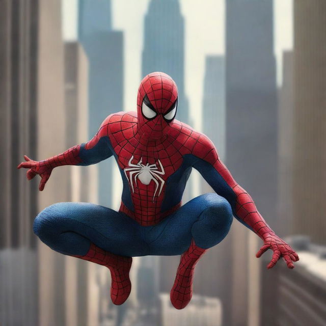 A high-resolution, digital art image featuring Spiderman from the Spiderman-2 game