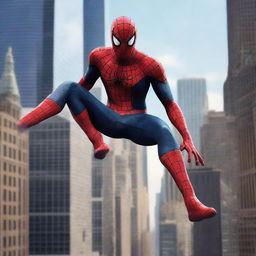 A high-resolution, digital art image featuring Spiderman from the Spiderman-2 game