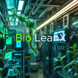 An artistic representation of the concept of 'Bio LeanX', which symbolizes the integration of biology and technology in a futuristic setting