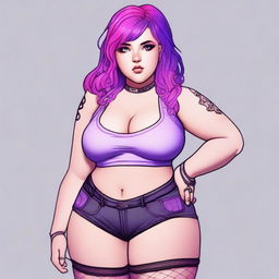 A digital art of a short and chubby teenage girl