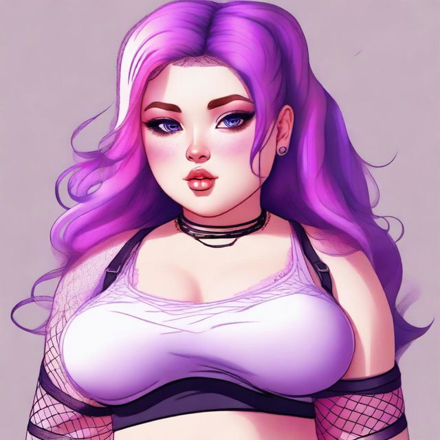 A digital art of a short and chubby teenage girl