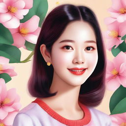 A high-quality digital art portrait of Wonyoung