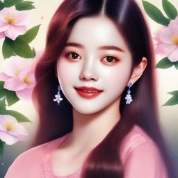 A high-quality digital art portrait of Wonyoung