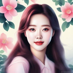 A high-quality digital art portrait of Wonyoung