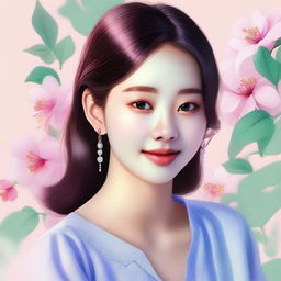 A high-quality digital art portrait of Wonyoung