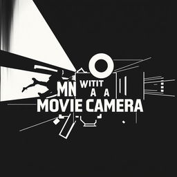 A striking Russian poster for the film 'Man with a Movie Camera' designed in a captivating avant-garde style, featuring a bold black and white composition