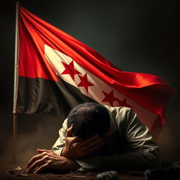 A powerful and emotional scene depicting Bashar al-Assad, the Syrian leader, in a moment of vulnerability