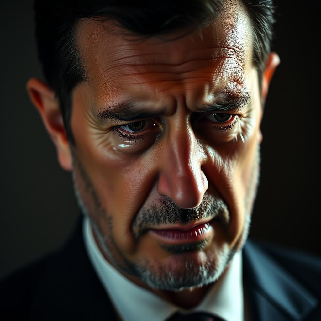 A poignant portrait of Bashar al-Assad, the Syrian leader, captured in a moment of raw emotion as he is crying