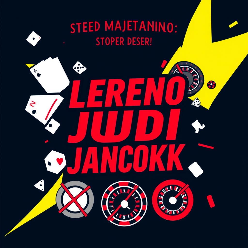 A vibrant and eye-catching poster urging individuals to stop online casino gambling, featuring bold red and black colors to symbolize urgency