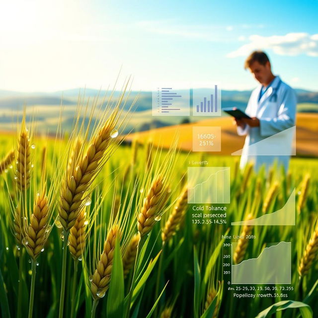 A dynamic graphic representation illustrating the theme of wheat research