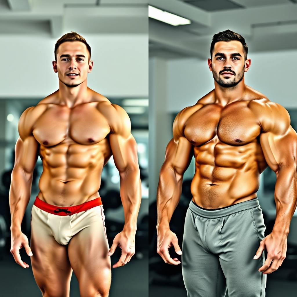 A split-screen comparison visual showing two male athletes side by side