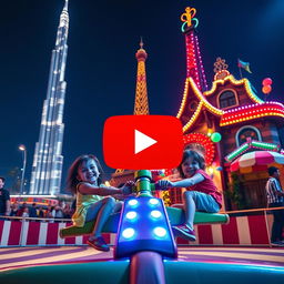 A vibrant and colorful YouTube thumbnail featuring a lively Dubai carnival scene