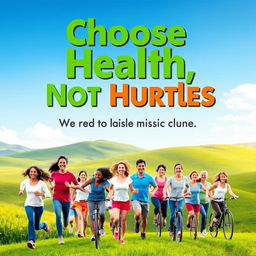 A vibrant poster design that conveys the message "Choose Health, Not Hurdles, Break Free from Misuse and Abuse"