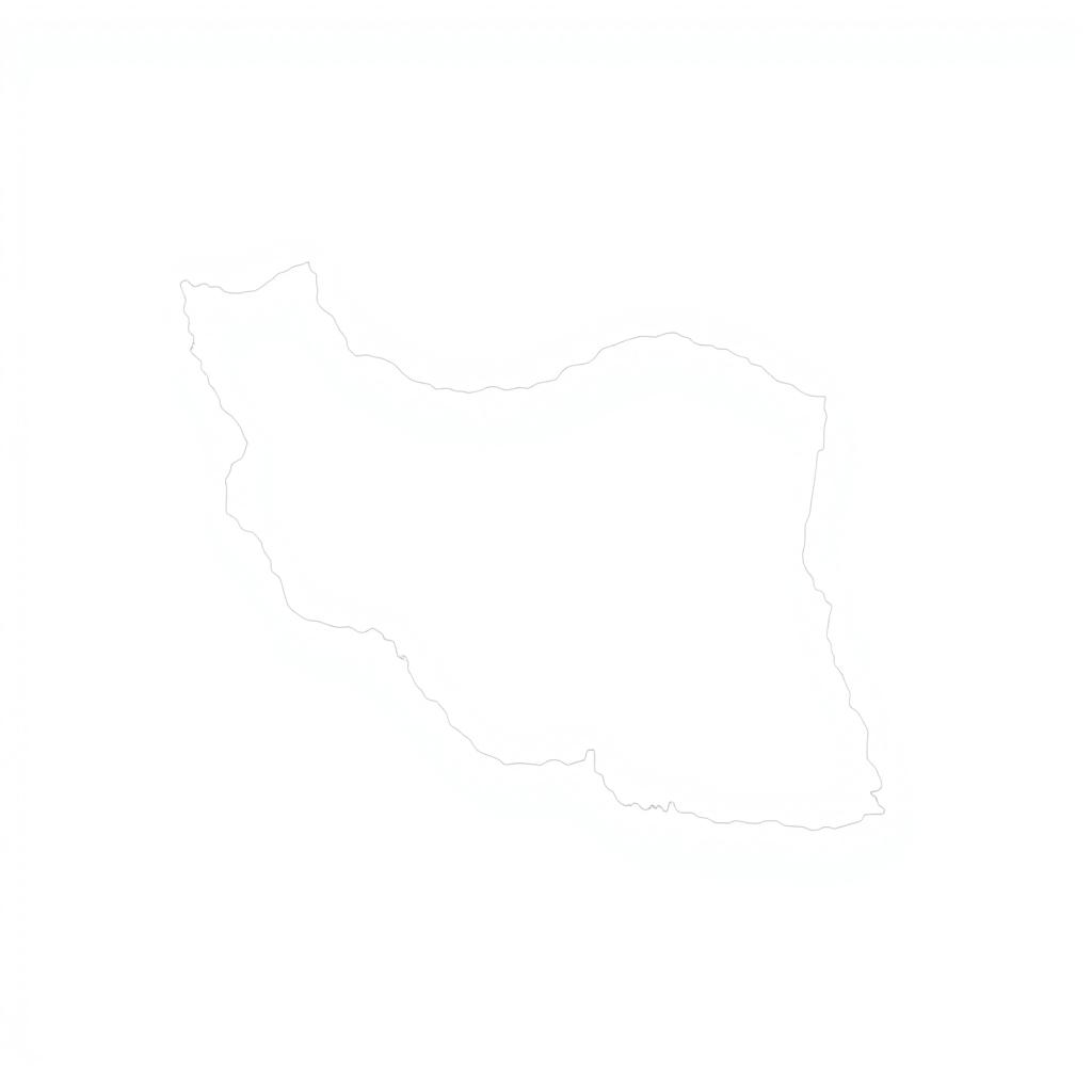 A simple, abstract map of Iran, featuring the outline of the country without any intricate details or labels