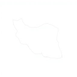 A simple, abstract map of Iran, featuring the outline of the country without any intricate details or labels