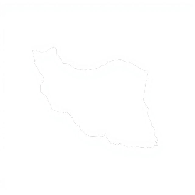 A simple, abstract map of Iran, featuring the outline of the country without any intricate details or labels