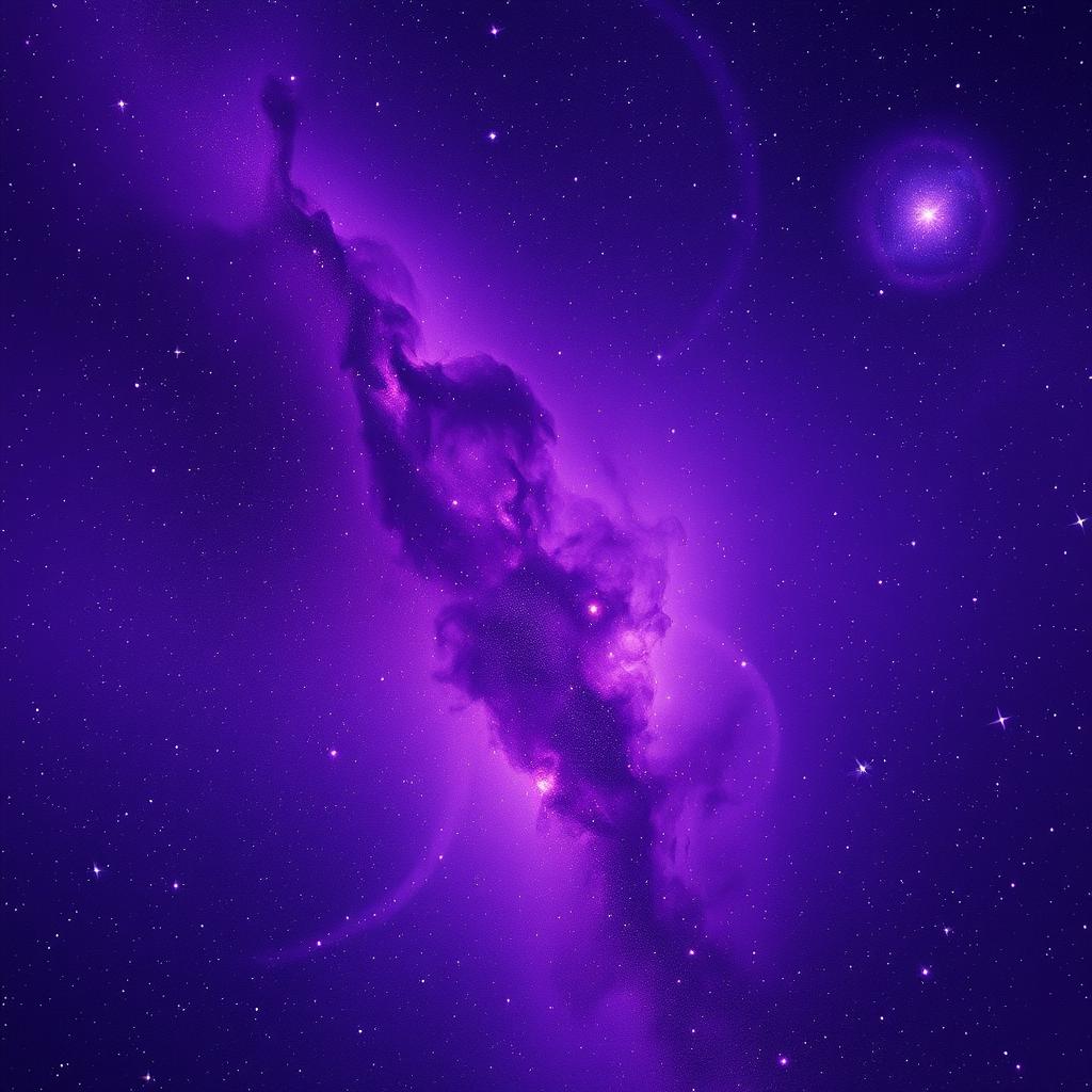 A stunning purple galaxy sky filled with swirling nebulae and sparkling stars