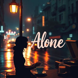 A vibrant and enticing YouTube thumbnail for a Lofi slowed song titled 'Alone'