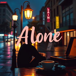 A vibrant and enticing YouTube thumbnail for a Lofi slowed song titled 'Alone'