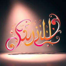 A beautifully styled calligraphy of the word صیف, artistically rendered with intricate designs and elaborate flourishes, showcasing an elegant blend of traditional Arabic calligraphy and modern aesthetics