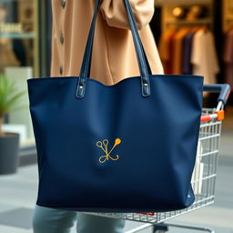A stylish shopping bag designed for a cloth brand, featuring a modern and minimalistic aesthetic