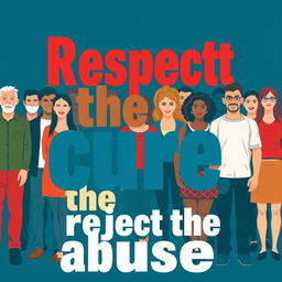 A powerful and impactful poster design featuring the empowering slogan "Respect the cure, reject the abuse