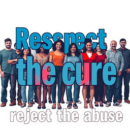 A powerful and impactful poster design featuring the empowering slogan "Respect the cure, reject the abuse